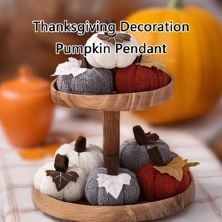 Warm Thanksgiving Decoration Knit Pumpkins With Soft Touches Harvest Home Office Decoration 2pcs