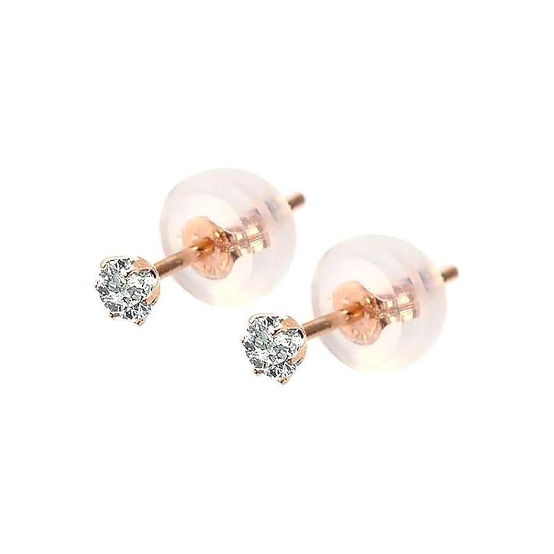 

PLUSTER earrings ladies diamond platinum 18k gold k18 pink gold natural diamond 0.15ct stud earrings With catch simple genuine Smaller Popularity