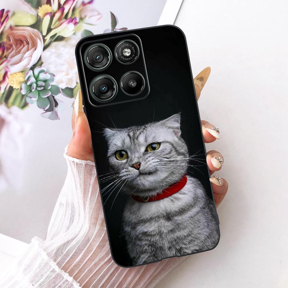For Motorola Moto G57 Power Case XT2537-5 Cute Cat Flowers Painted Cover Soft TPU Phone Cases For Moto G67 Power G57Power Fundas
