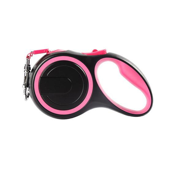 Собачья рулетка с автоматическим возвратом, поводок, двойной отсек для пакетов для экскрементов, регулируемая кнопка тормоза, выдвижная собачья рулетка 3M розовый