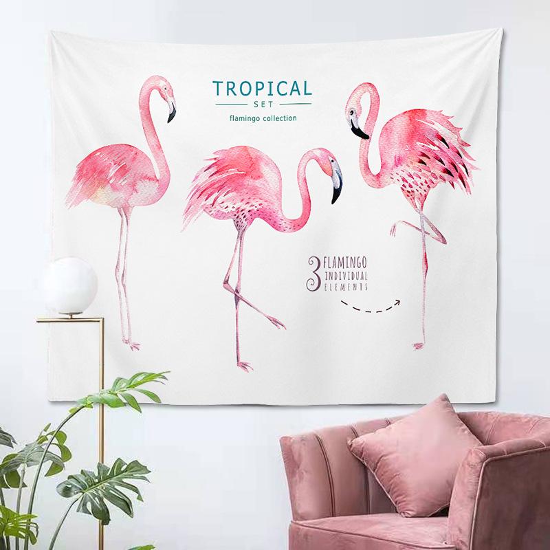 Pink Flamingo Tapestry Wall Background Cloth Sofa Decoration Wild Animals Hanging Tapestry for Bedroom Home Living Room Decor