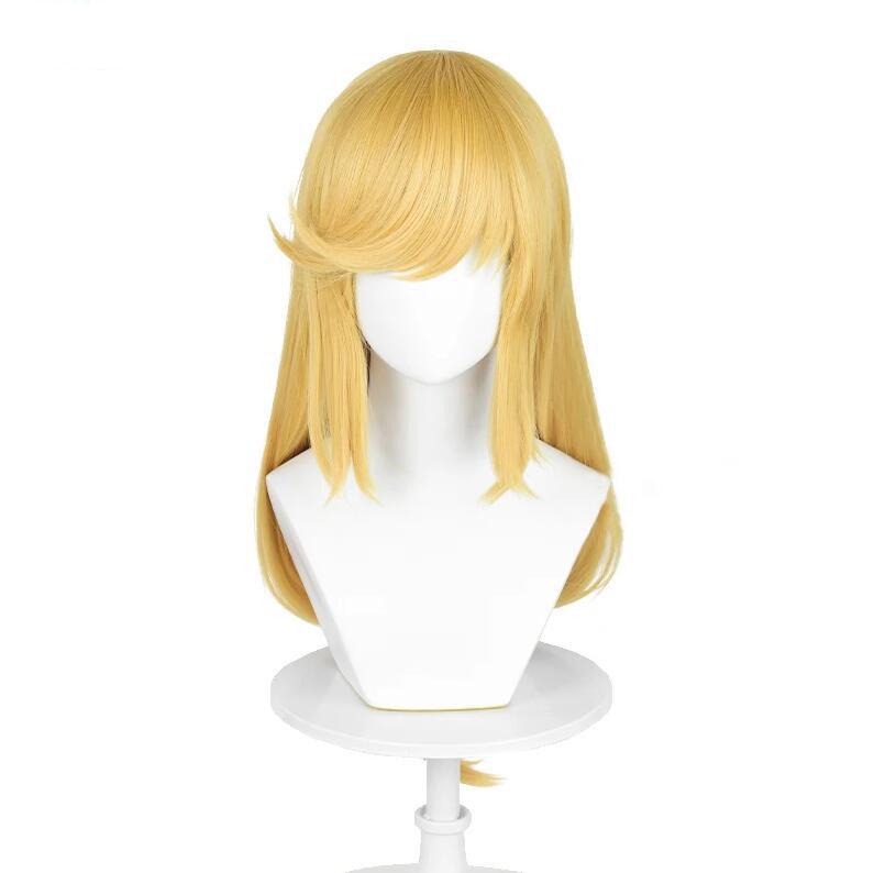 Applejack Cosplay-Perücke, hochwertige Anime-Perücke, lang, goldgelb, Kopfhaut, hitzebeständig, Kunsthaar, Anime-Party-Perücken + Perückenkappe