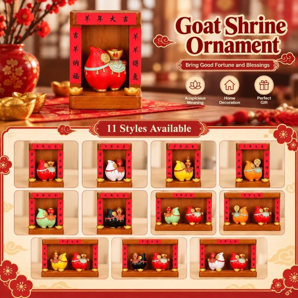 Chinese Style Goat Shrine Ornament Rotating Lucky Sheep Decor Zodiac Goat Figurine Workstations