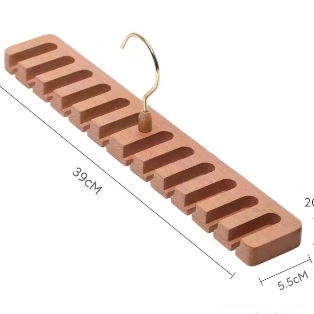 Multifunctional  Wood Belt Storage Ra Tie Waist Belt Silk Scarf Hanger Wooden Clothes Hanger Organizer Tool for Ladies