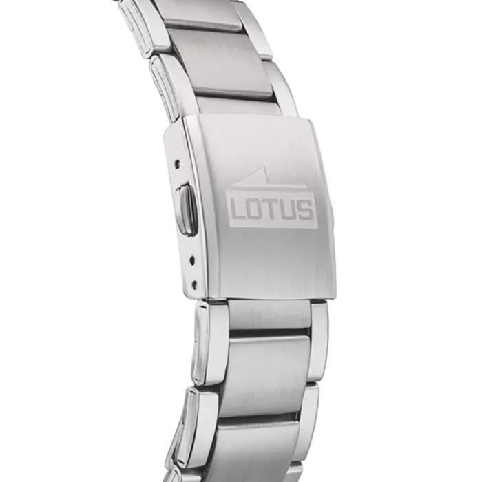Montre - LOTUS - Montre Lotus cadran noir - Bracelet acier - Index blancs et bleus - Quartz