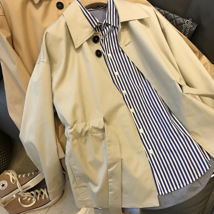 Kadınlar için Şık Mavi & Beyaz Çizgili Uzun Kollu Gömlek - Şık Sonbahar Tasarımı