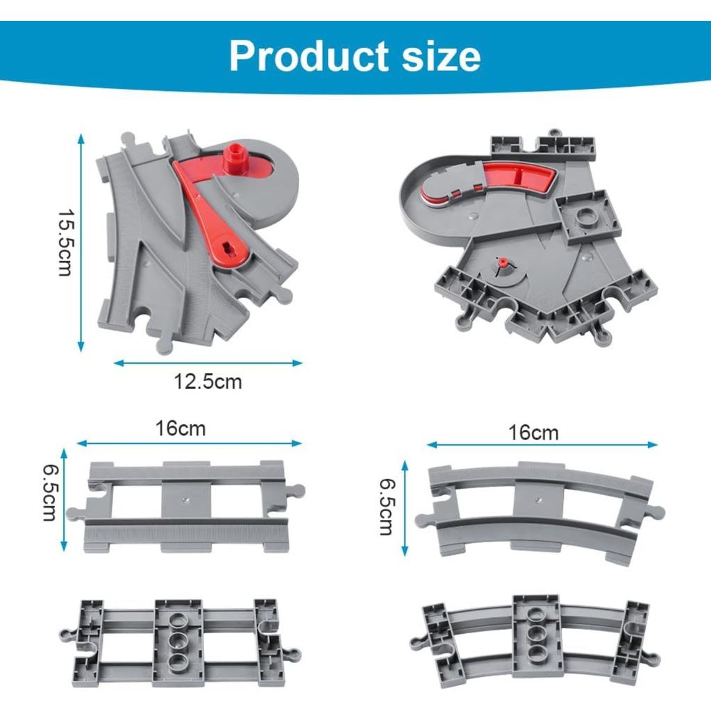 Train Tracks for Building Blocks, 32 Parts City Railway Set | Includes Straight & Curved Rails | Toy Gift for Kids