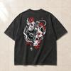 Vintage Washed Kitsune Mask T-Shirt Japanese Fox Graphic Y2K Streetwear Tee