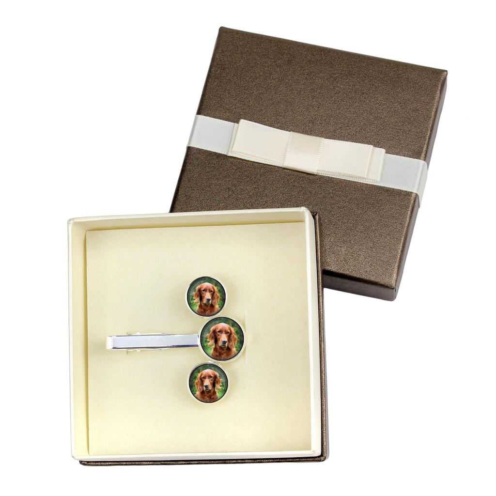 English setter, Lawerack, Laverack - cufflinks and tie with your photo, a suit decoration, men's jewelry from the Art-Dog brand.