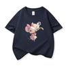Kids Cotton T Shirt Sweet Mouse With Lily Flower Print Crew Neck Short Sleeve Tee Casual Boys Girls Summer Tops