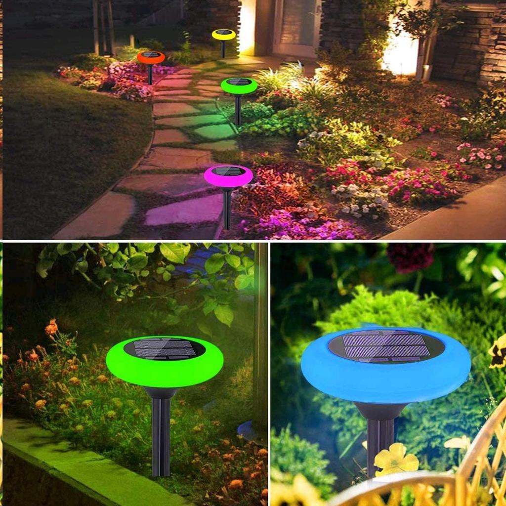 Lampada da giardino solare da esterno da 2 pezzi, sensore di luce domestica, prato impermeabile, luce colorata per percorso, per la decorazione del vialetto del cortile