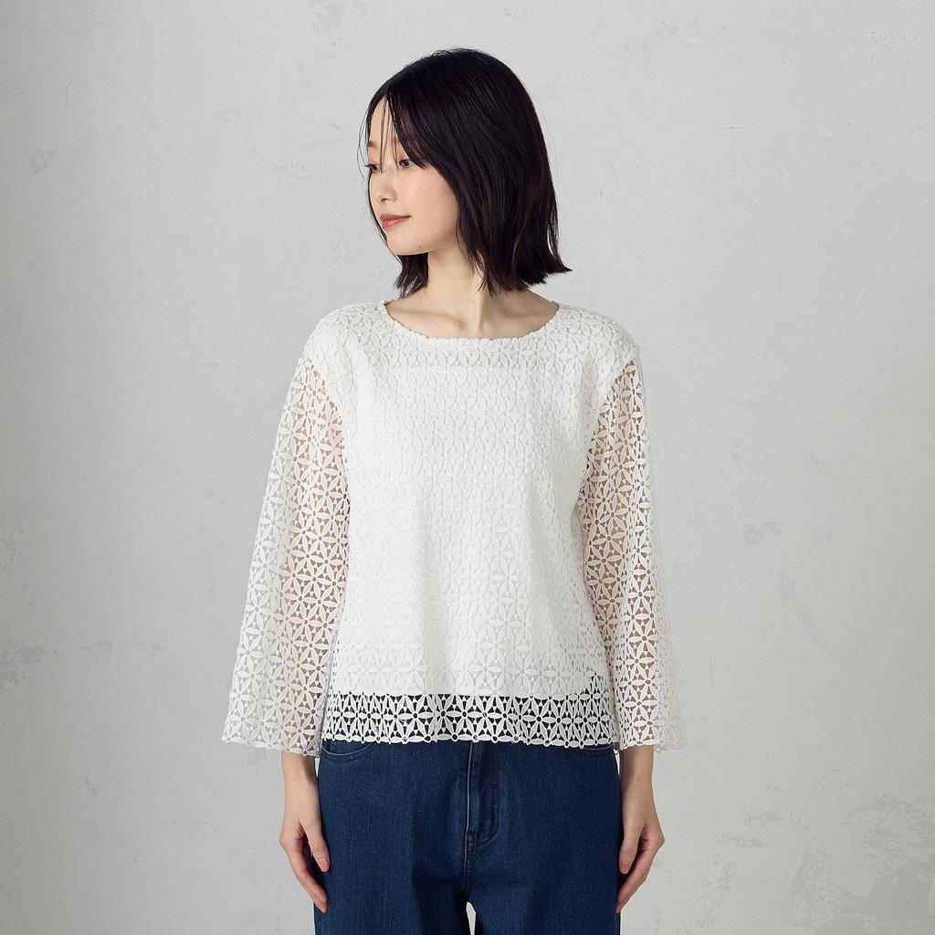 Comme Ca Ism Chemical Lace Pullover F White 12-90CK01-205