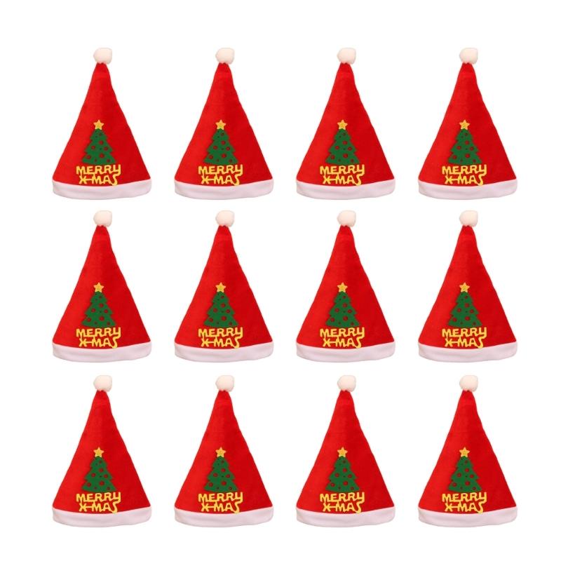 Set of 12 Christmas Party Santa Hat with Belt Decoration Festival Santa Hat For Holiday Celebration