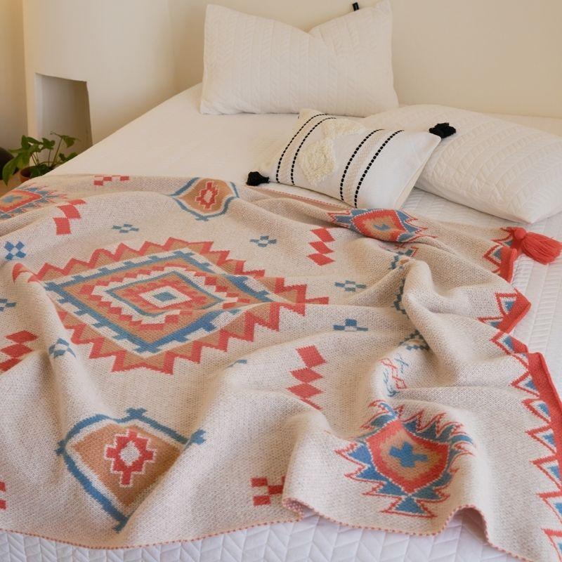 Nordic Minimalist Bohemian Style Knitted Blanket - Summer Single/Double Size, for Student Dormitory & Air-Conditioned Rooms