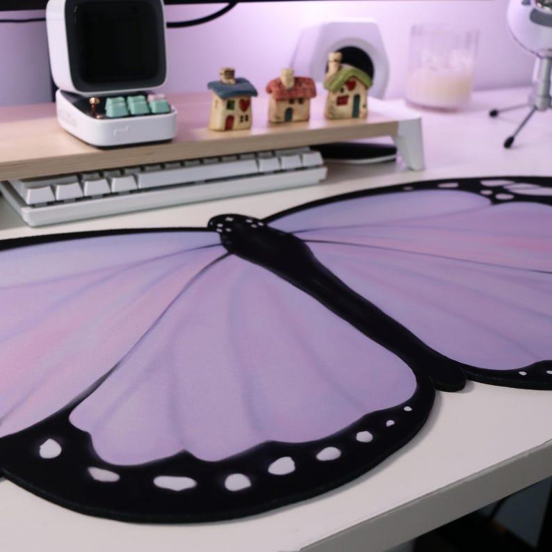Lilac Butterfly Deskmat 90x40cm Keyboard Kawaii Accessories Laptop Desk Mat Mouse Pads Gaming Pc Rug Carpet Desk Protector