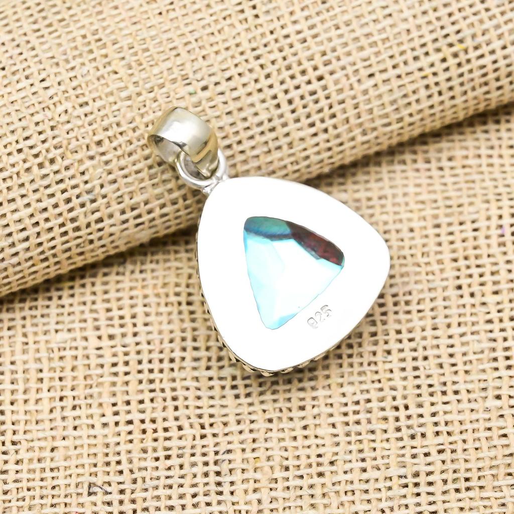Mystischer Topas Edelstein Handgefertigt 925 Sterling Silber Anhänger Schmuck Für Verlobungsgeschenk