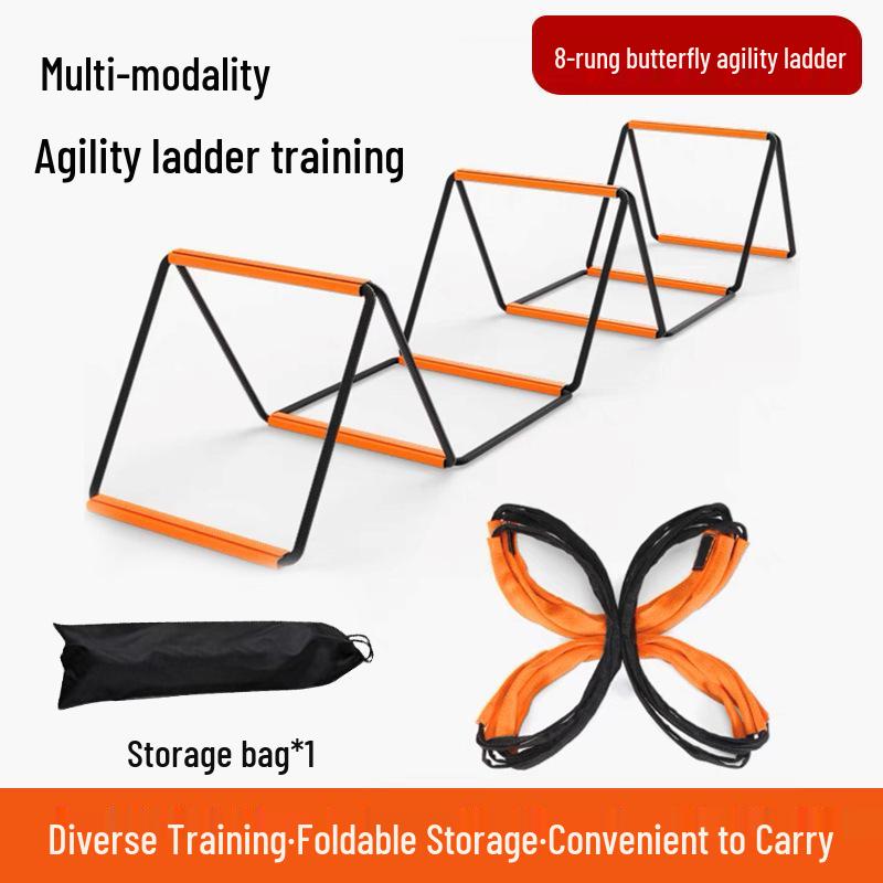 Escada Multifuncional de Agilidade e Fitness Infantil: Design de Borboleta, Amarelinha, Barreiras, Step Trainer de Basquete, Escada de Corda.