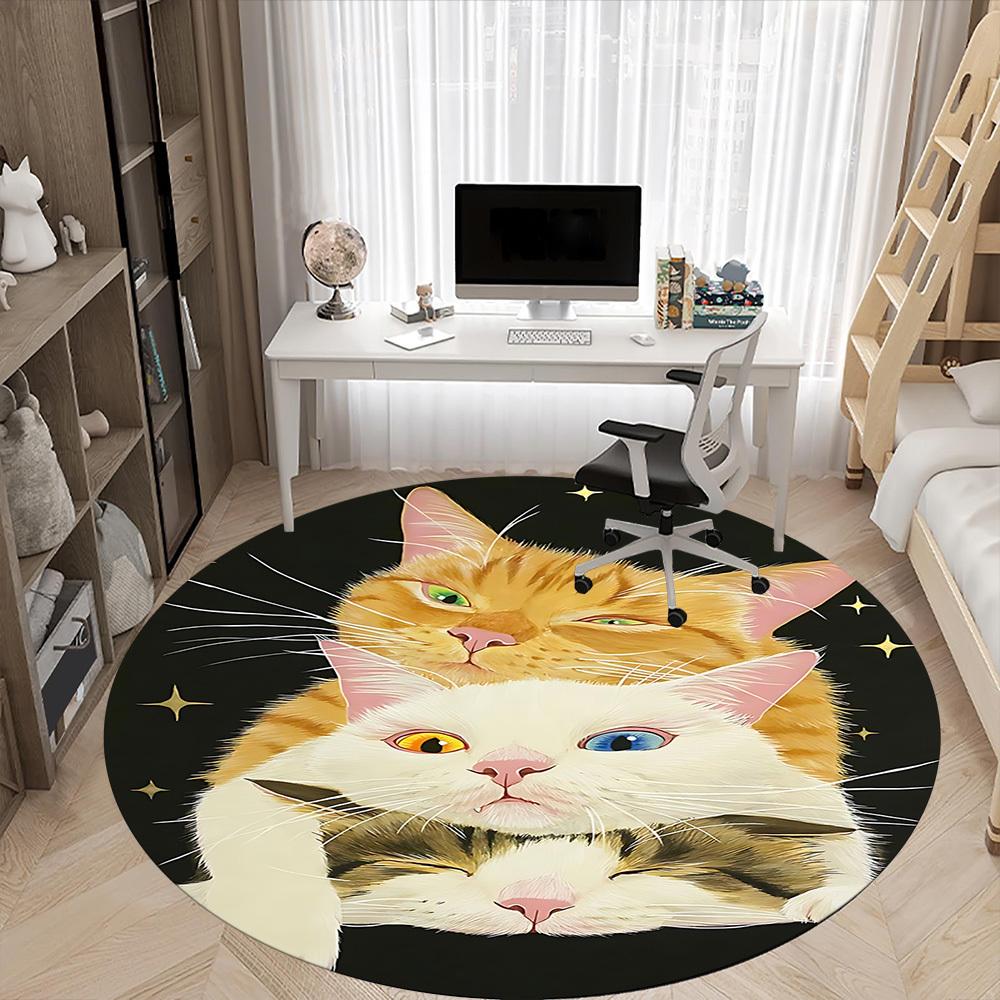 1pc Cats Whiskers Office Round Area Rug, Indoor Mat Suitable ForOffice, Under Office Chairs Bedroom Living Room Home Decor, Room Deco T081