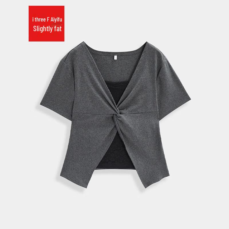 IEF Plus Size Korean Style Spliced Lace Top L