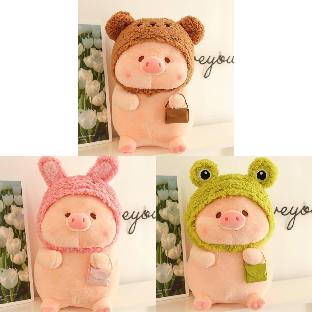 Pig Frog Wear Rabbit Bear Hat Plush Toy Stuffed Animal Doll Kids Gift Decoration