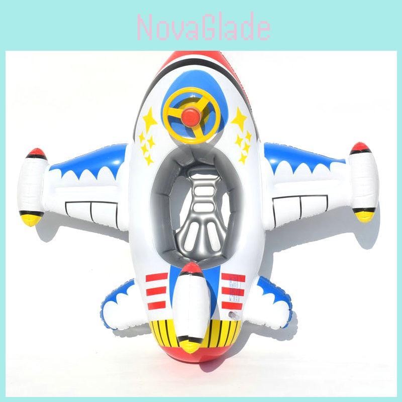 Children's Inflatable Plane Swim Ring With Reinforced Bottom Eco-friendly Pvc Material Printed Design