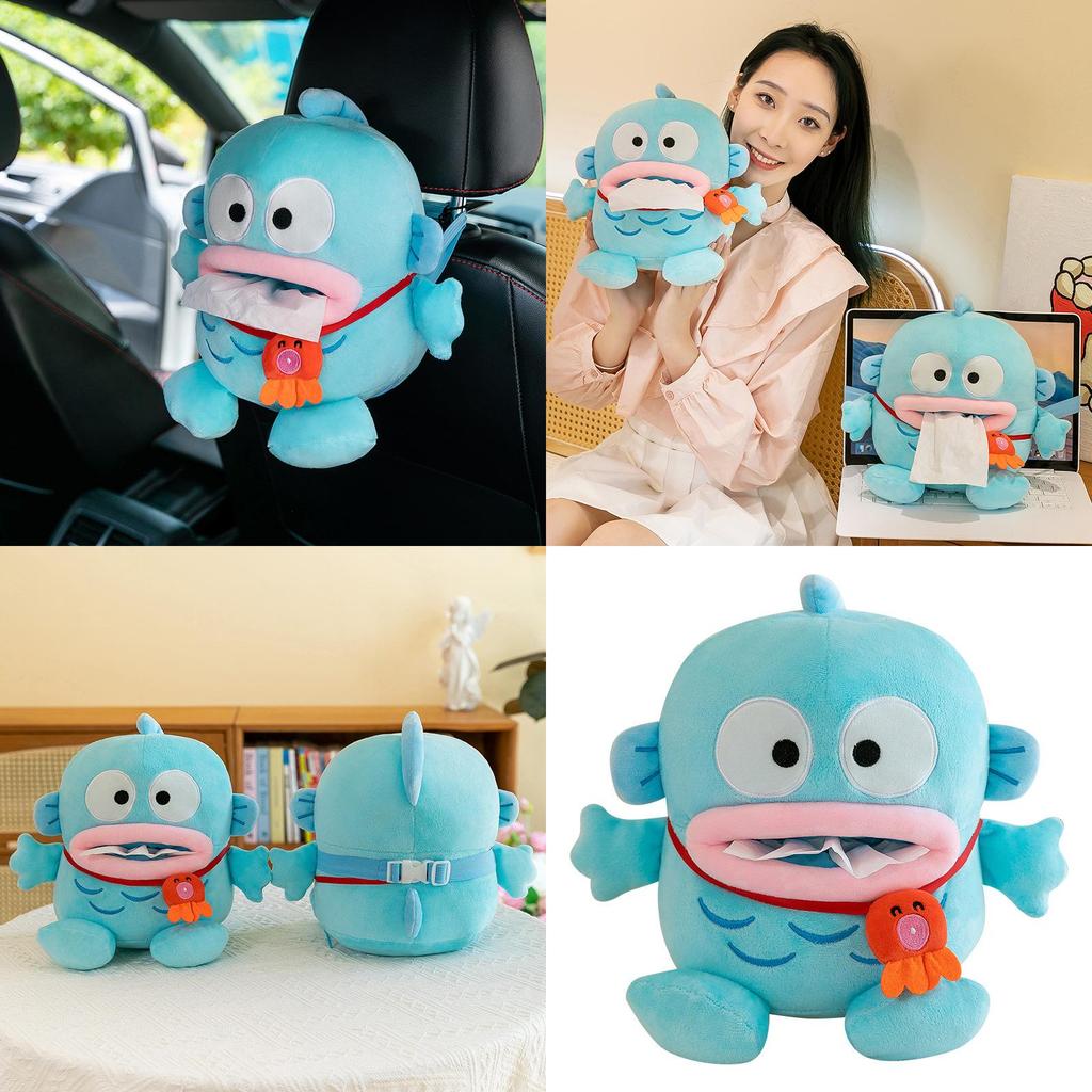 Cartoon Hangyodon Plush Toy Tissue Box Carrier For Home Car Decor And Gift