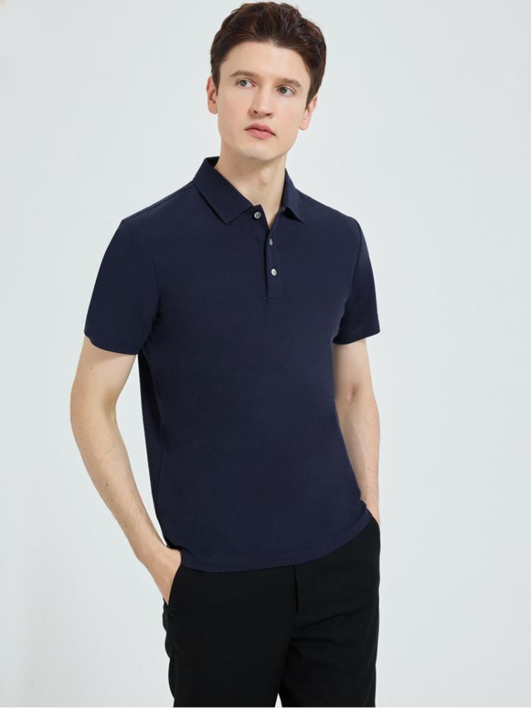 Baumwolle Beidseitig Nahtloser Kragen Revers T-Shirt Baumwolle Kurzarm Minimalistisch Leicht Atmungsaktiv Sommer Lässig Business T-Shirt