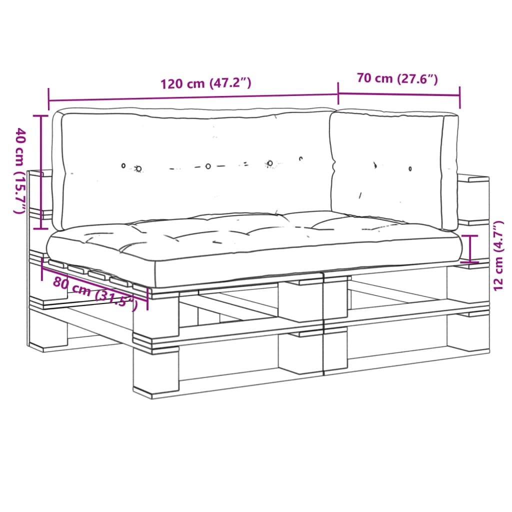 3 Piece Pallet Cushion Set Anthracite Fabric