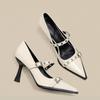 2026 New French Pointed Toe Rivet High Heels for Spring and Autumn Women's Stiletto Beautiful Shallow Mouth Strap Single Shoes