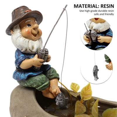 Nain de pêche Nain de jardin Statue Nain coquin Figurine de jardin Nain Sculpture Ornement en résine pour Décorations de pelouse Cour Balcon