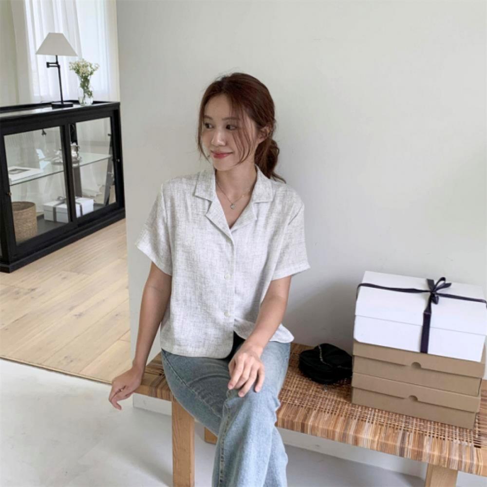 New Arrivals Open Run Women Linen Collar Neck Short Sleeve Jacket