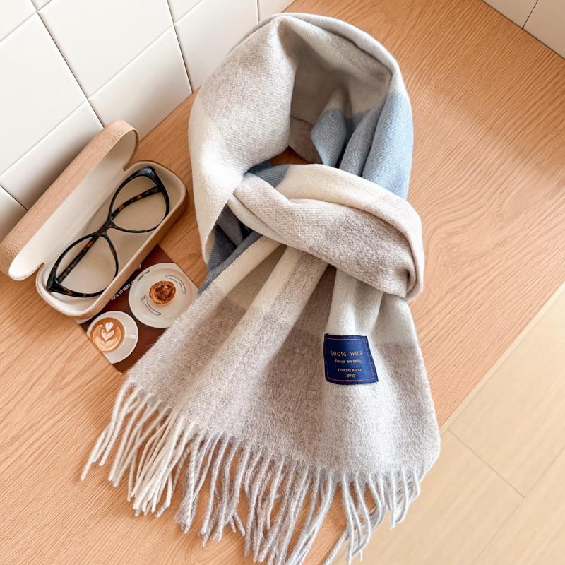 100% Wolle Karierter Schal Herren Damen Paar Warm Kaschmir-Mischung Karriert Winter Halswärmer