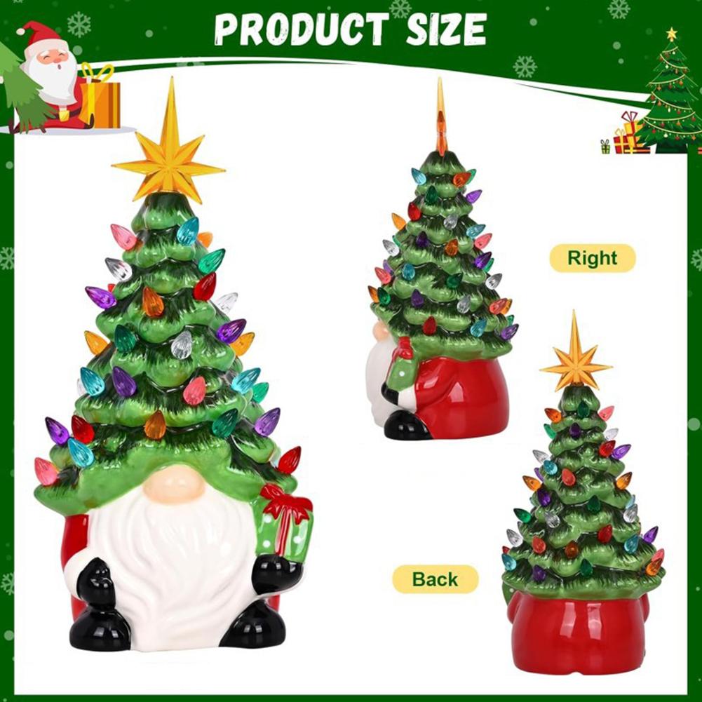 1PC Glowing Dwarf Christmas Tree Gnome Xmas Tree Figurines Statue Ornaments Creative Desktop Decoration Crafts