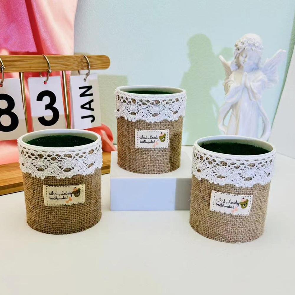 Gerades Leinenrohr mit Etikett Beflockung Blumentopf Gartenarbeit Blume Pflanze Werkzeug