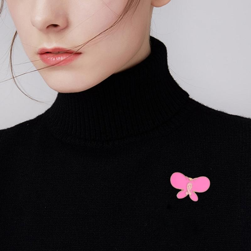 10Pcs Cancer Awareness Ribbon Brooch Pins For Women Butterfly Shape Decorative Lapel Pin For Clothing Embellishments