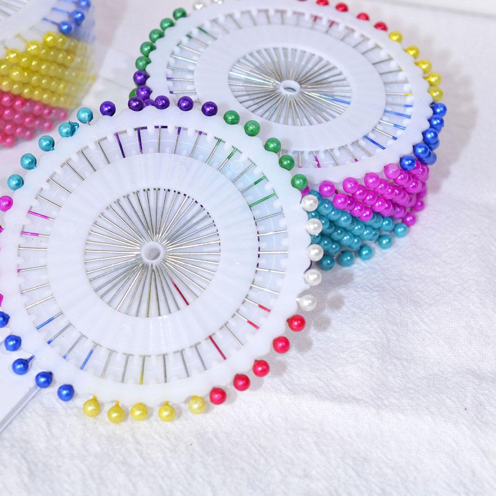 Silicone World 480Pcs Steel Pearl Head Pins 37mm Round Ball Headed Pin Disc Metal Positioning Needles Sewing Quilting DIY