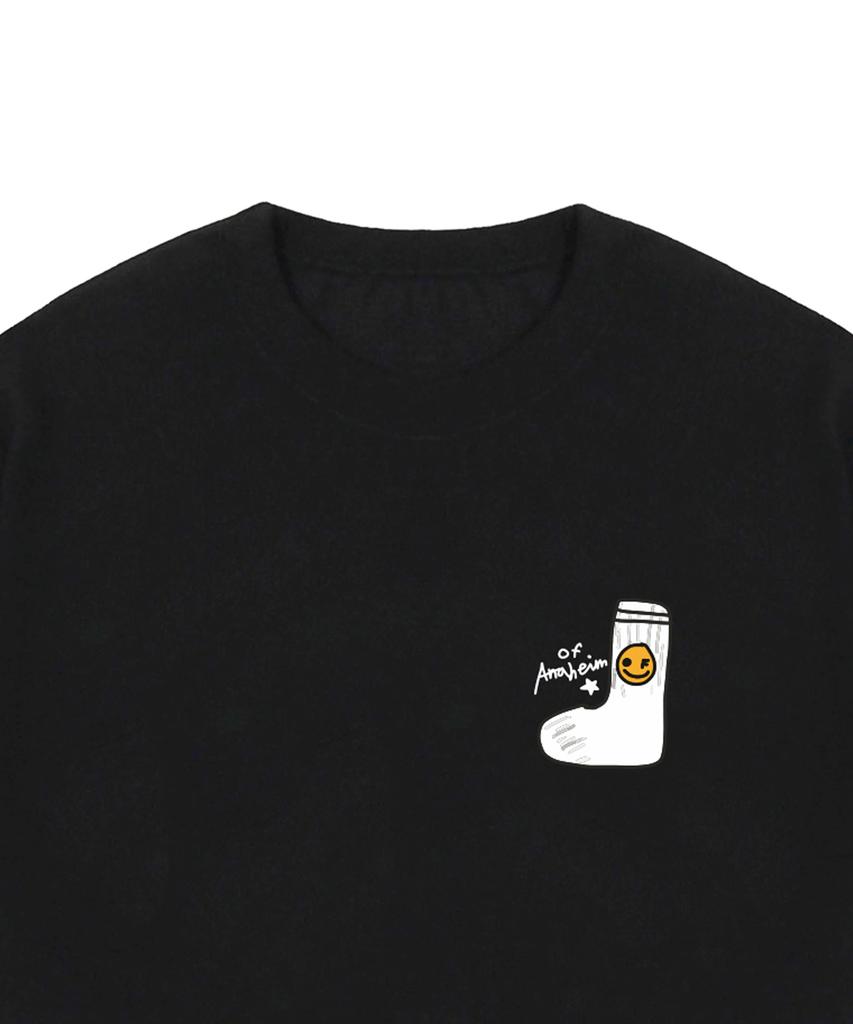 GRAVER [Unisex] Socks Drawing Smile Logo Short Sleeve T-Shirt_Black