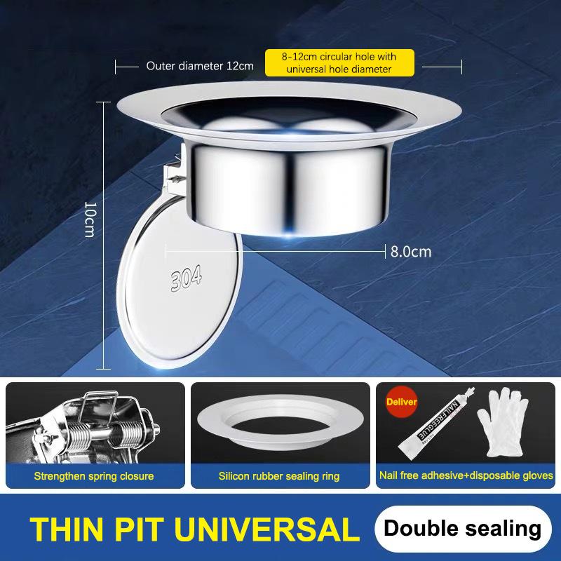Stainless Steel Toilet Floor Deodorize Stopper S/L Squatting Pan Anti-smell Plug Bathtub Sewer Pipe Anti-blocking Cover