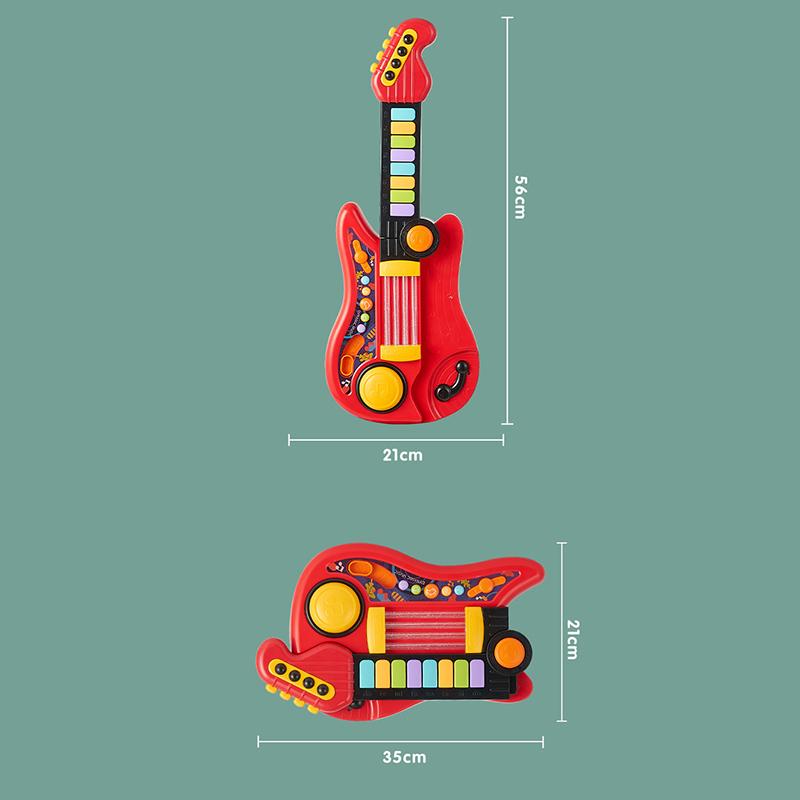 Kids Guitar Toy 2 In 1 Folding Musical Instrument Piano Brain-Training Educational Toys Birthday Gift for Girl Boy