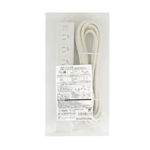 SANWA SUPPLY Anti-Pull Shutter Tap (3-Pin, 7 Outlets, 5m) TAP-F37SH-5SR