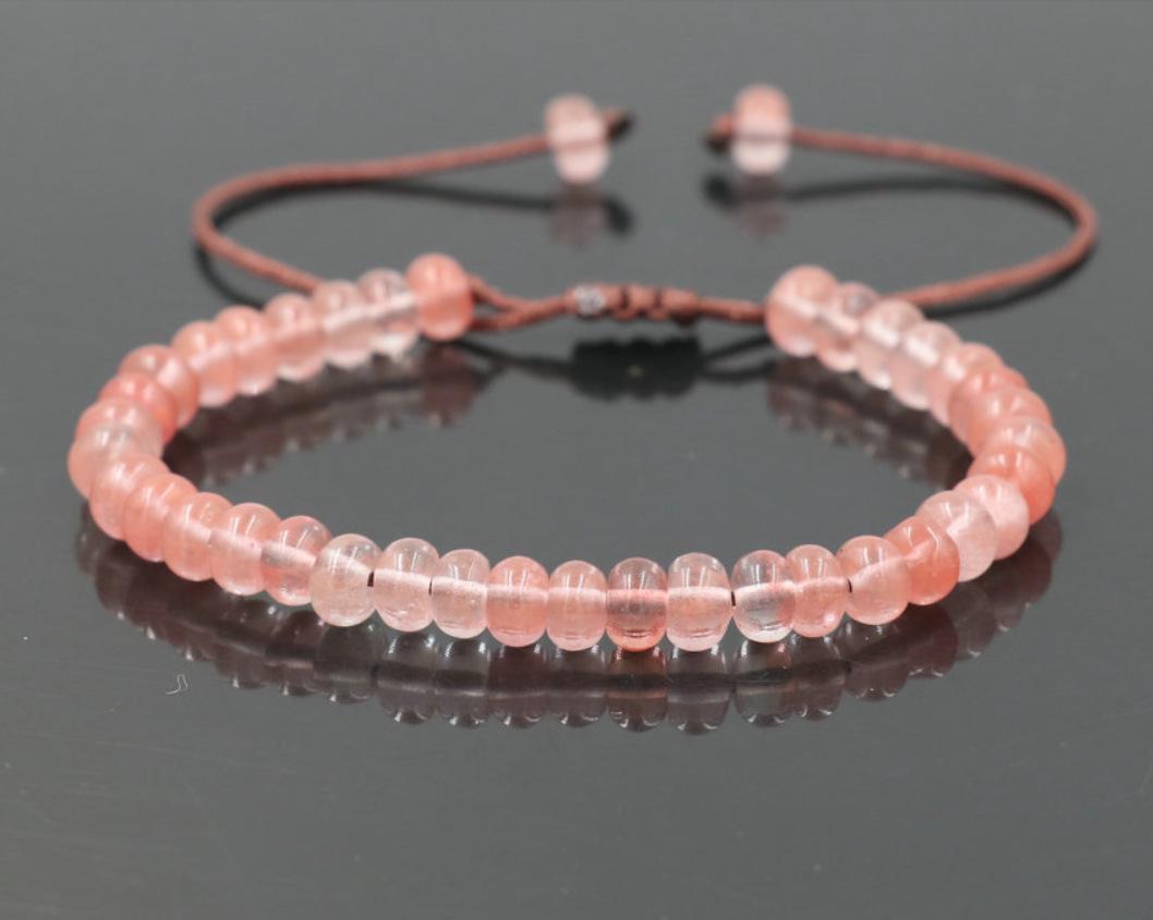 

Elegant 4x6MM Natural Stone Abacus Bead Bracelet - Handwoven Style for Good Luck