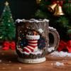 Festive Christmas Mug 3D Tree Bark Texture Themed Santa Reindeer Coffee Cup Resin Holiday Decor Novelty Gifts