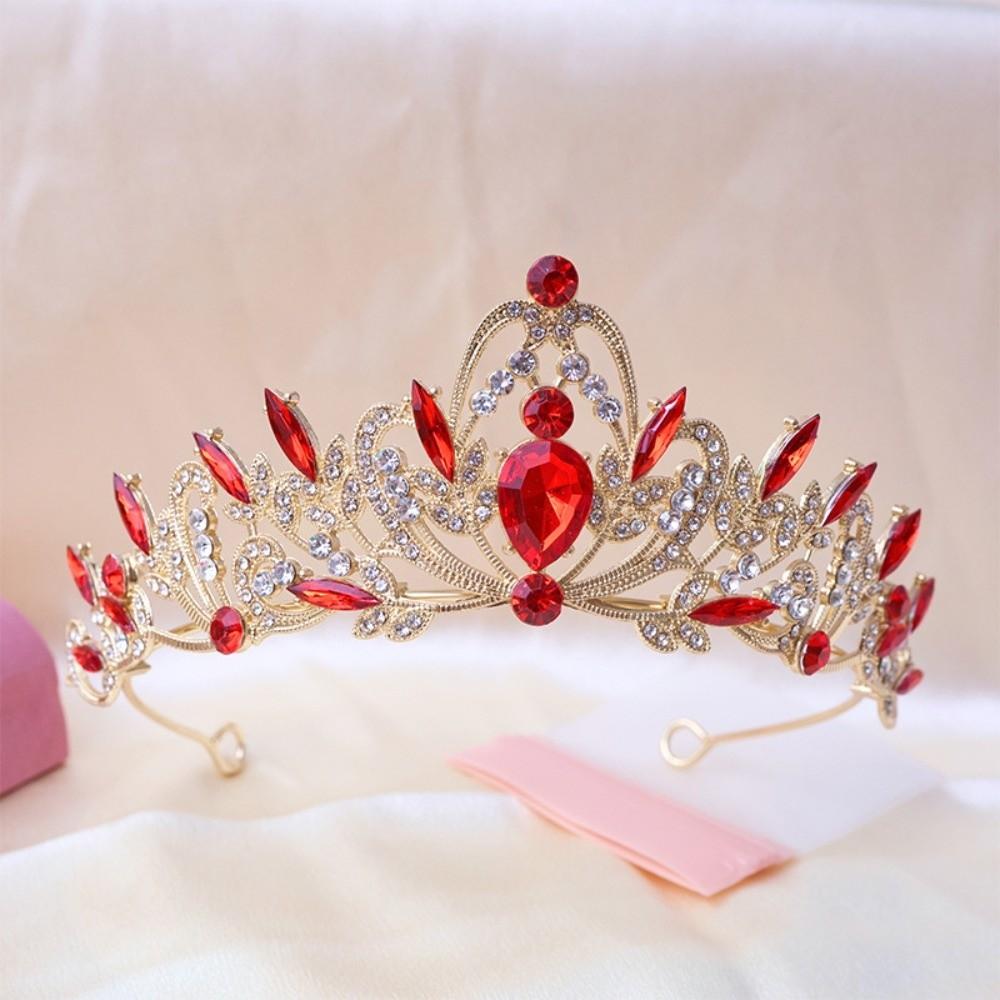 Trendy Rhinestone Queen Princess Crown Alloy Luxurious Bride's Crown Baroque Hair Accessories Crystal Tiara Wedding Party