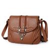 Elegant PU Leather Crossbody Bag for Women – Vintage-Style Design with Dual Zip Closure and Metal V Logo, Perfect for Daily Wear