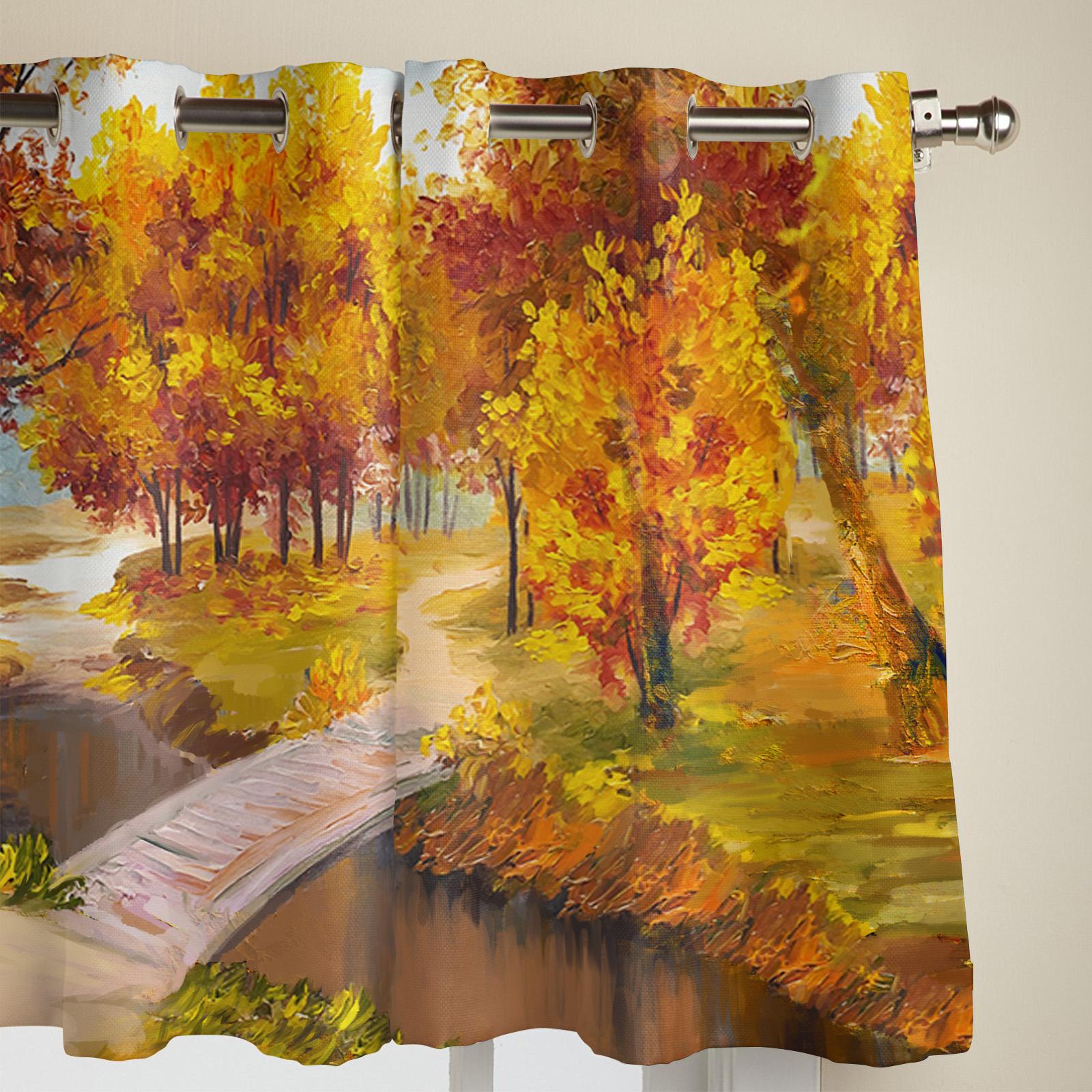 Спальня Кухня Шторы Акварель Картина Маслом Осенние Оконные Шторы Шторы для Гостиной — фото 3