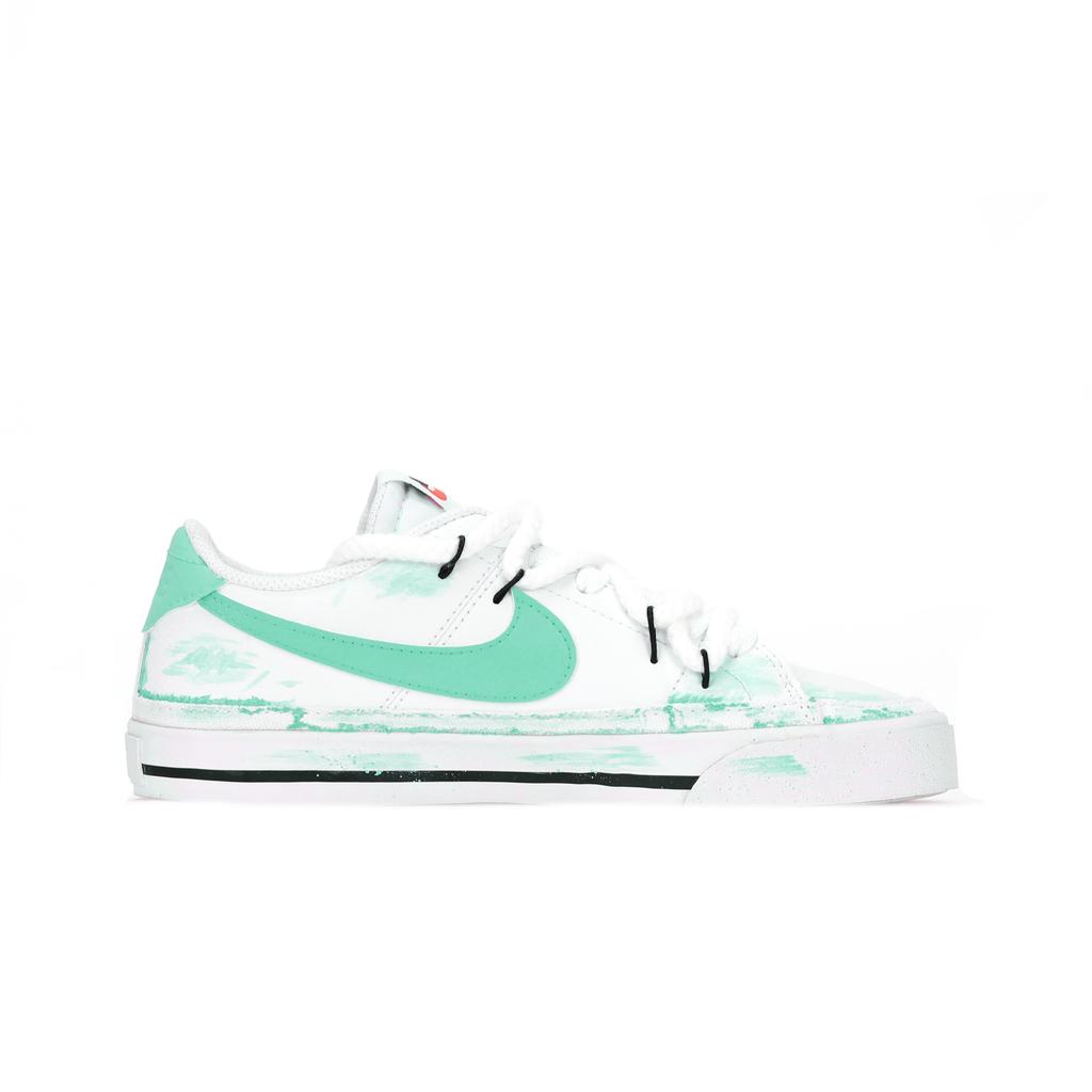 Nike Court Legacy Mechanical Spirit, Aurora Catcher Abrasion Resistant Low top Skateboard Shoes Men's White Green DH3162-101(Team83-)