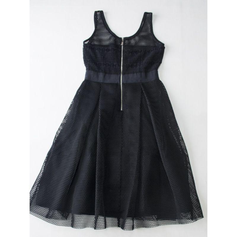 Socialite Temperament Hepburn Style Mesh Hollow Sleeveless Waist Hugging Slimming Dress Expansion Skirt Black Dress