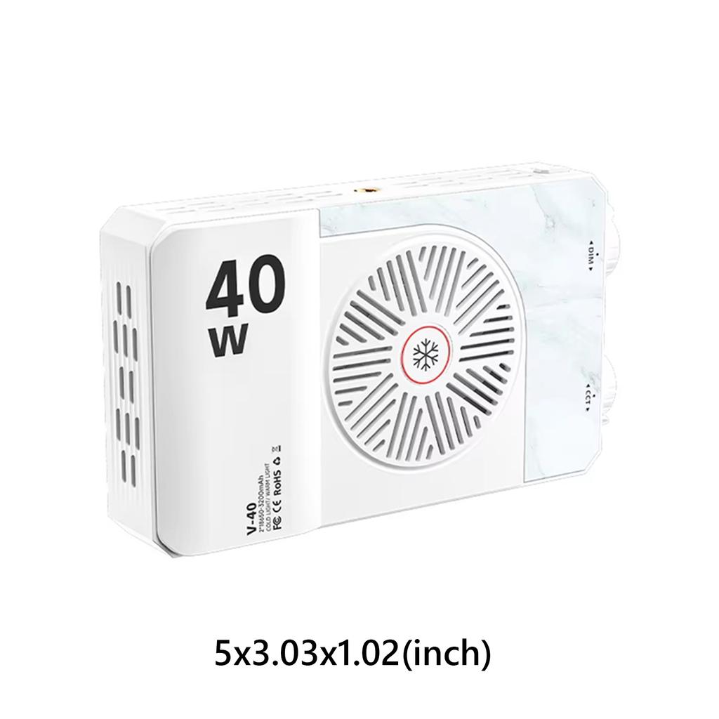 40W Portable Mini LED Fill Light Dual-Color Pocket-Sized Selfie Light Type-C Charging for Outdoor Camping/Mobile Live Streaming