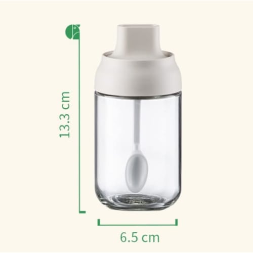 Glass Seasoning Jar with Integrated Spoon, Condiment Pot, Sugar Jar, Spice Bottle, Airtight, Seasoning Storage Container, Kitchen Supplies, Seasoning