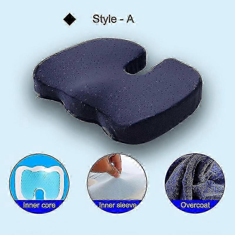 Memory Foam Gel Seat Cushion Non-Slip Back Pain Sciatica Relief Chair Cushions For Home Office Car A